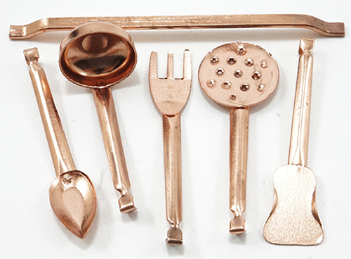 Dollhouse Miniature Copper Utensils 5Pk